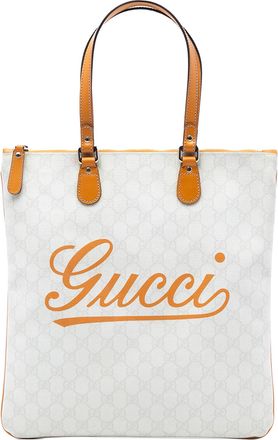 Gucci Pre-owned Womens Gg Supreme Heritage Logo Tote - White Textile - One Size