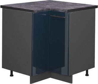 Vicco Armario De Esquina Fame-line, Azul Oscuro Alto Brillo, 80.5 Cm, Et Antracita