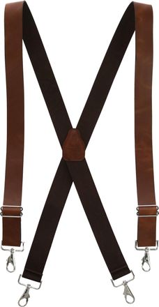CTM Mens Big & Tall Wide Leather Suspenders with Swivel Hook Ends