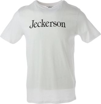 Jeckerson Wit Print T-shirt Korte Mouwen - Heren - T-shirts - Wit - 2XL - Katoen - Tops