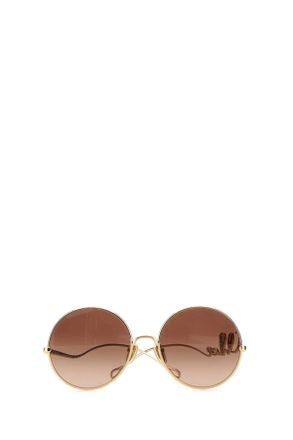 Chlo&eacute; SUNGLASSES Gold Metal Round Sunglasses - Gold