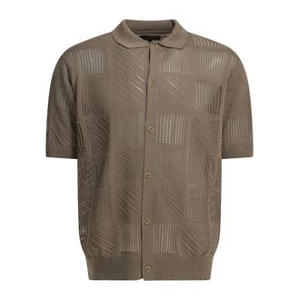 Beams Plus Camisa Polo de Punto Texturizado con Botones - Knitwear - Hombre - Marr&oacute;n - XL