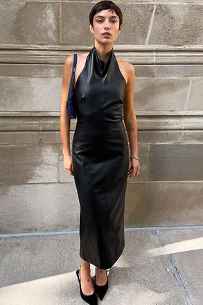 Bardot Gina Faux Leather Halter Dress