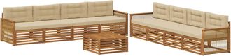 vidaXL Conjunto De Sof&aacute;s De Exterior 9 Uds. Natural Y Beige Vidaxl