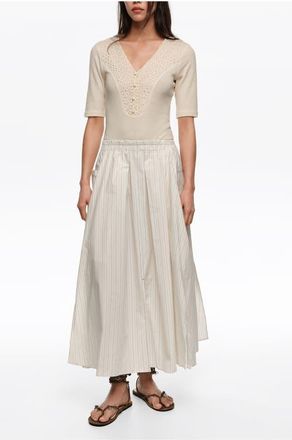 Bimba & Lola Striped A-Line Skirt in Ivory at Nordstrom, Size X-Large Eu