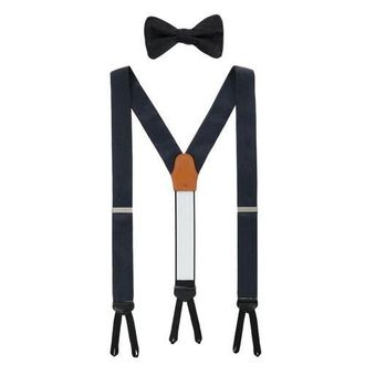 Trafalgar Store Banbury Tone on Tone Paisley Silk Suspenders (Braces) and Bow Tie Set in Black at Nordstrom