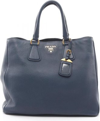 Prada Blue Vitello Daino Handbag Tote Bag (Pre-Owned)