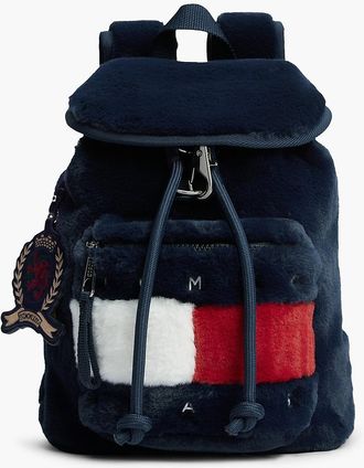 Tommy Hilfiger Womens Tommy Jeans Faux Fur Backpack - Navy Blue