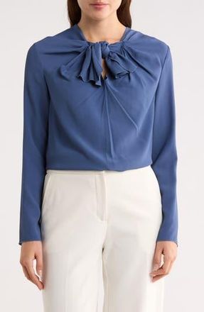 Longchamp Tie Neck Top in Blue at Nordstrom Rack, Size 10 Us / 42 Fr