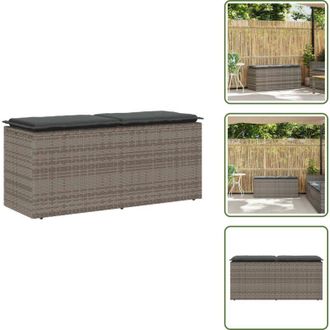vidaXL Polyrattan - vidaXL Panca da Giardino con Cuscino Grigio 110x40x44 cm in Polyrattan - Seduta esterna