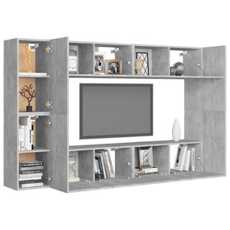 Berkfield Home Sturdy 8 Piece TV Cabinet Set Concrete Grey Engineered Wood