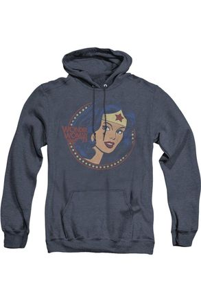 Gildan DC Comics Wonder Woman75 Starburst Portrait Adult Heather Hoodie / Hooded Sweatshirt