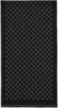 Gucci GG Wool Viscose Lam&eacute; Scarf, Black