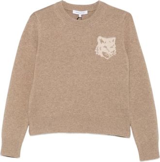 Maison Kitsun&eacute; Maglione Fox Head Intarsia - - Sweatshirts & Hoodies - Donna - Beige - XS