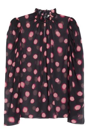 Saloni Mel-B Polka Dot Silk Blouse in Blush Large Polka at Nordstrom, Size 6