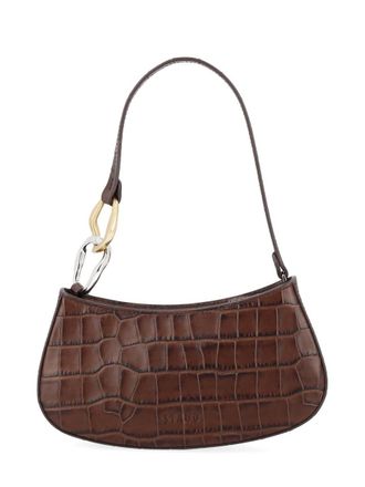Staud Ollie Crocodile-Embossed Interlocking Rings Handbag