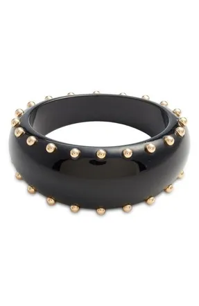 Open Edit Stud Oval Bangle in Gold- Black at Nordstrom