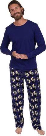 Leveret Mens Cotton Top & Fleece Pants Printed Matching Family Holiday Pajama Set in Wolf at Nordstrom, Size Xx-Large