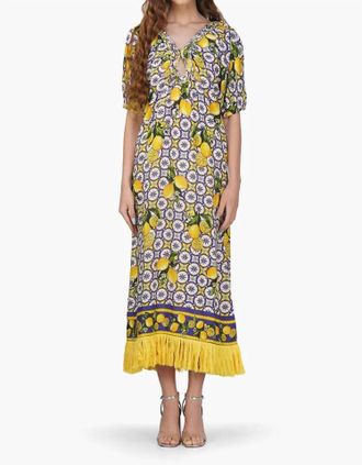 America & Beyond Santorini Midi Dress In Citrus Lemon