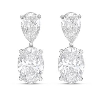 Diana M. Jewels 14K White Gold 8.00 Cts of Lab grown pear and oval shape diamond drop earrings