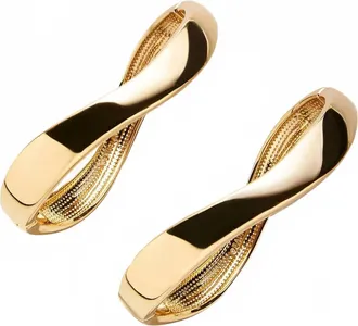 BaubleBar Natalia Wavy Hinge Bangle Set In Gold