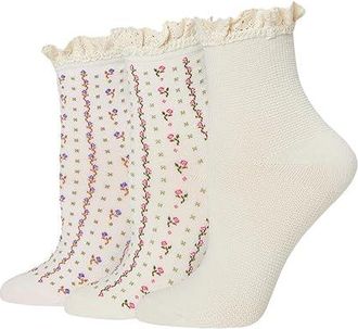 Free People Ruffle Socks Pack Womens Quarter Length Socks Shoes Tainted Love, Cotton