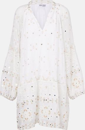 Juliet Dunn Abito corto in cotone con ricami