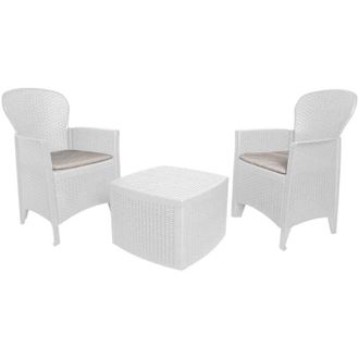 Dmora Set Salotto da Esterno Anny, Salottino Outdoor 2 Posti, un Tavolino Made in Italy, Bianco