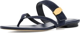 Veronica Beard Salva Dash Thong Sandals Womens Sandals Navy : 9.5 M, Leather/Suede
