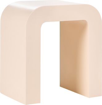 Beliani Mesa Auxiliar De Dise&ntilde;o Escandinavo Moderno En Forma De U De Mdf Beige Claro Enid