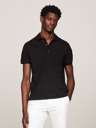 Tommy Hilfiger Mens TH Logo Interlock Regular Fit Polo - Black - XXL