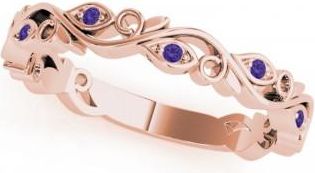 Allurez Tanzanite Leaf Fashion Ring Wedding Band 14k Rose Gold (0.05ct)