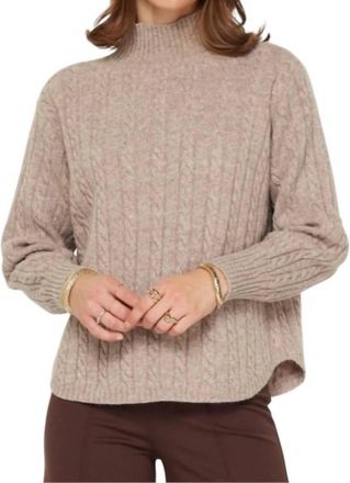 Current Air Mock Neck Cable Sweater In Millet
