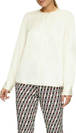 s.Oliver Black Label Satinbluse S.OLIVER BLACK LABEL, Damen, Gr. 44, beige (ecru), Satin, Obermaterial: 100% Viskose, unifarben, regular fit taillenbedeckt, Rundhals, Mans