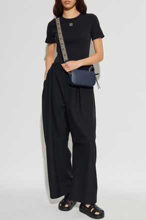 Tory Burch Ribbed Top With Logo Patch, Womens, Black