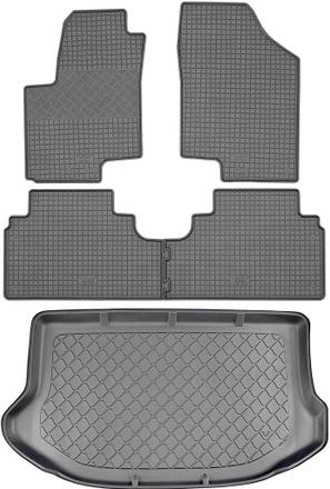 OEM Hyundai Ix20 Hatchback (5 Puertas) Desde Mayo De 2010. Juego: Alfombrillas De Goma Para Coche + Alfombrilla Para Maletero
