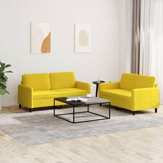 vidaXL Juego De Sof&aacute;s 2 Piezas Terciopelo Amarillo Vidaxl