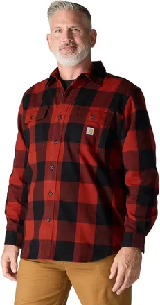 Carhartt Work in Progress Flannel Shirt Mens Buffalo Check Cotton Loose Fit Heavyweight KFC816