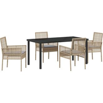 vidaXL Vidaxl - Conjunto De Comedor De Jard&iacute;n Con Coj&iacute;n 5 Pcs Beige Polirat&aacute;n