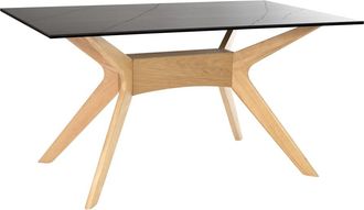 Koketto Home Mesa 160 tapa de porcelanico negro y patas roble