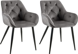Clp Clp - Set De 2 Sillas Para Sal&oacute;n Cassis En Terciopelo Gris Oscuro Terciopelo