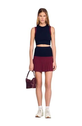 Sandro Two-tone knit top in Navy Blue at Nordstrom, Size X-Large