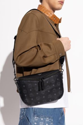 MCM Diamant 3D Small Belt Bag, Mens, Black