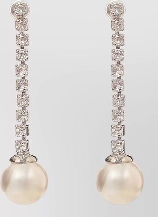 Self Portrait crystal pearl drop earrings