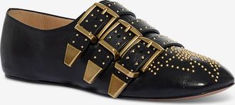 Chlo&eacute; Glatte Leder Slipper-Sneakers mit Nieten Susanna