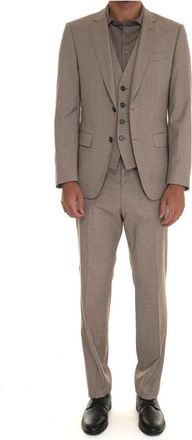 HUGO BOSS Klassiek 3-delig pak met 2 knopen - Heren - Business pakken - Beige - L - Wol - Kostuums