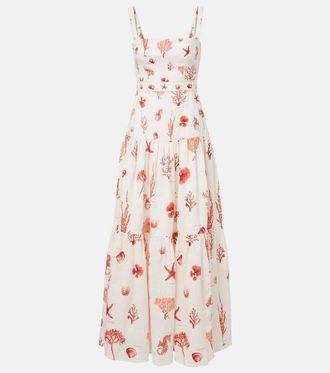 Agua Bendita Lima printed linen maxi dress