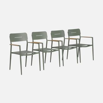 Sweeek Sill&oacute;n De Jard&iacute;n De Aluminio Y Textileno, Set De 4