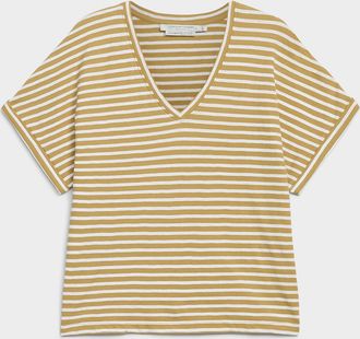 Contemporaine Womens Striped pure cotton cap-sleeve T-shirt