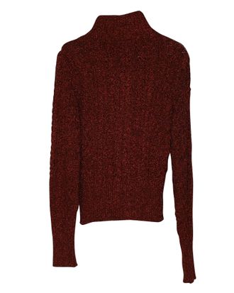 Isabel Marant Daley Cable Knit Zip Sweater in Burgundy Polyamide
